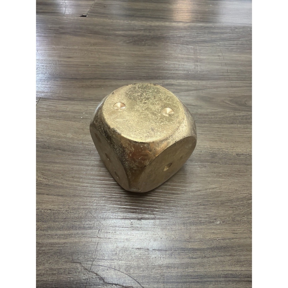 Solid Brass Dice 2" Paper Weight Decorative Collectible Hand Cast Bomel Collecti - Picture 3 of 4
